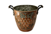 Early 20th Century French Embossed Copper Champagne Bucket with Grapevine Handles 