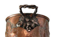 Early 20th Century French Embossed Copper Champagne Bucket with Grapevine Handles 