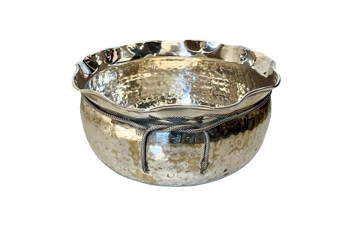 1970s Hammered Silver-Plated Sack Cache Pot