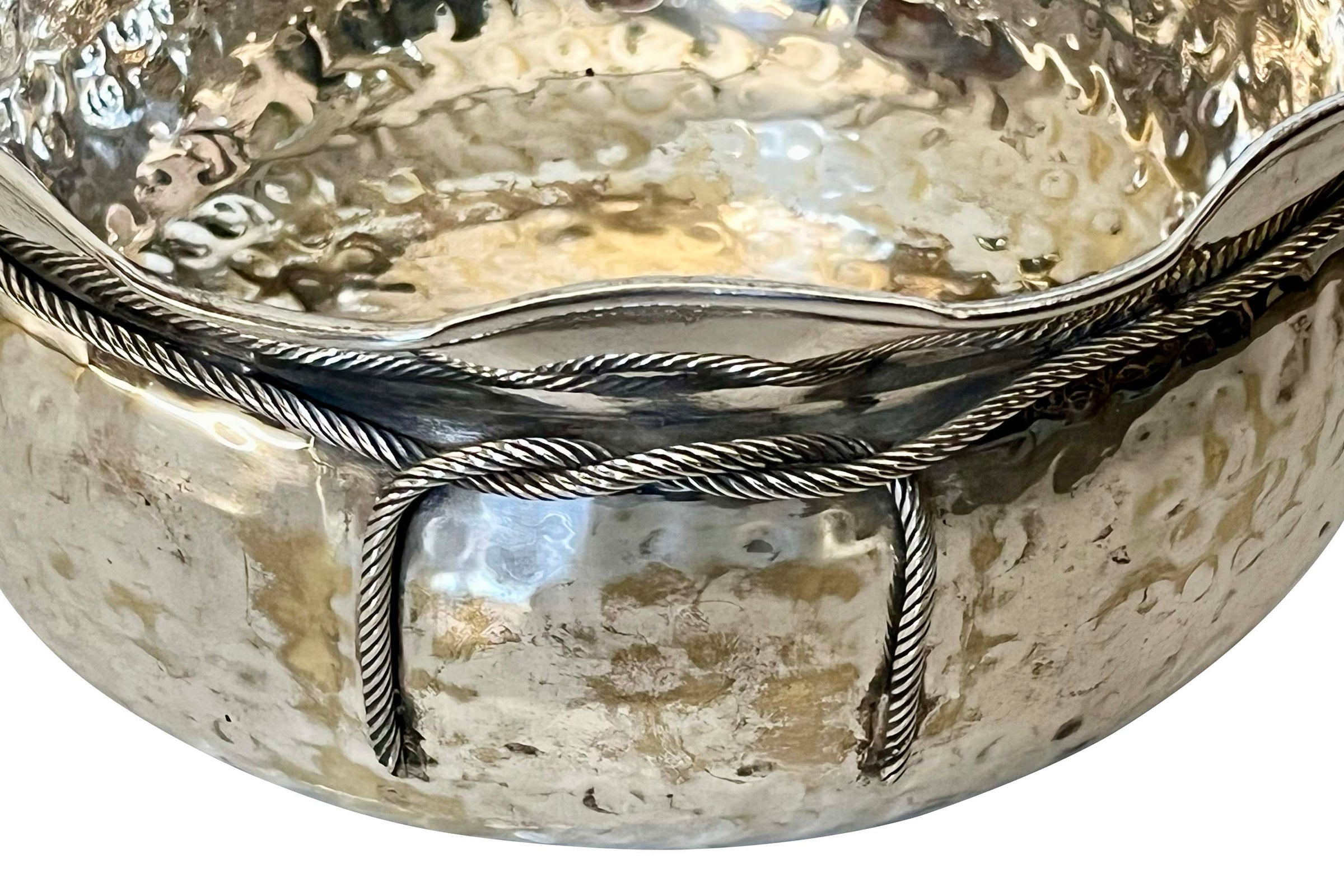 1970s Hammered Silver-Plated Sack Cache Pot