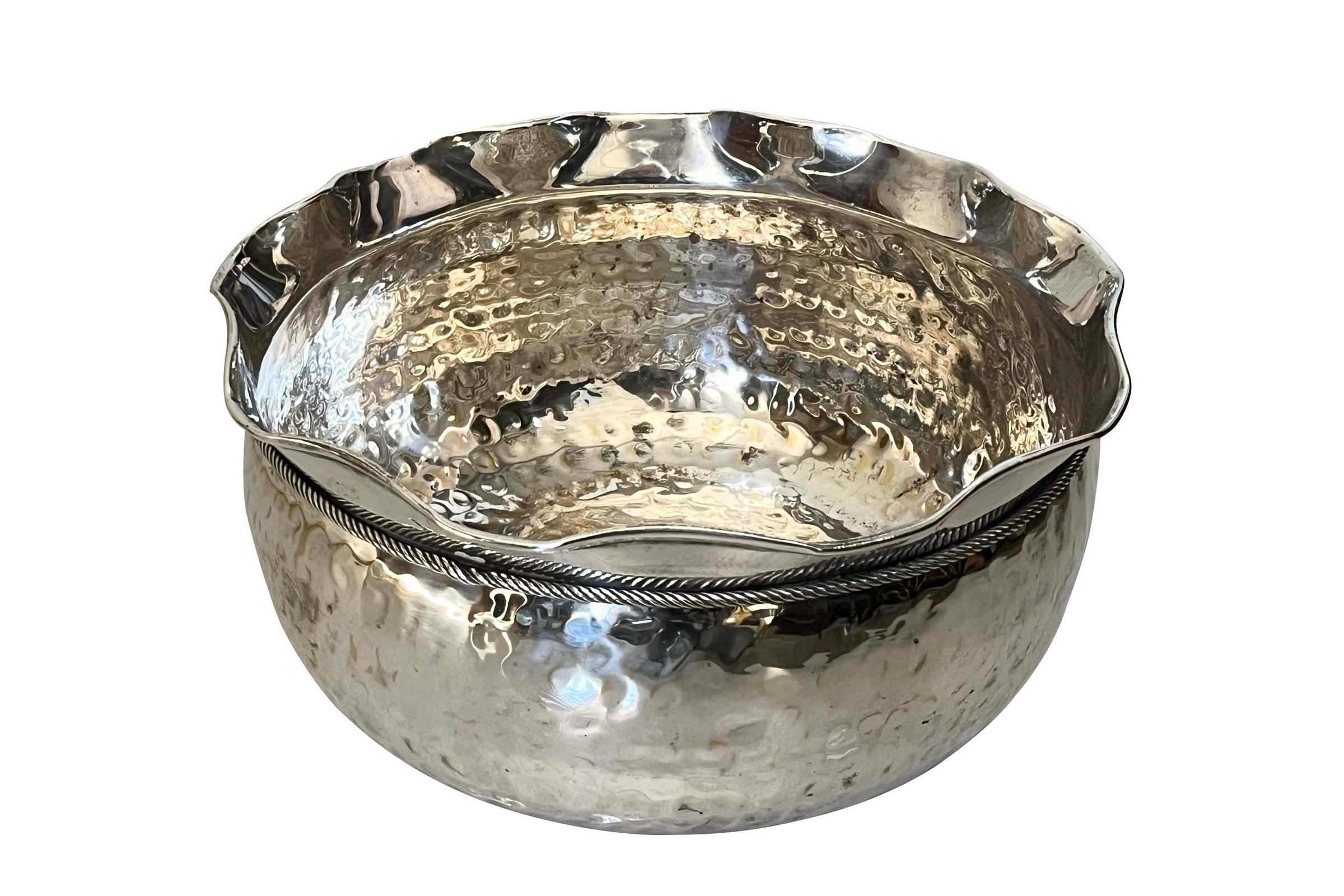 1970s Hammered Silver-Plated Sack Cache Pot