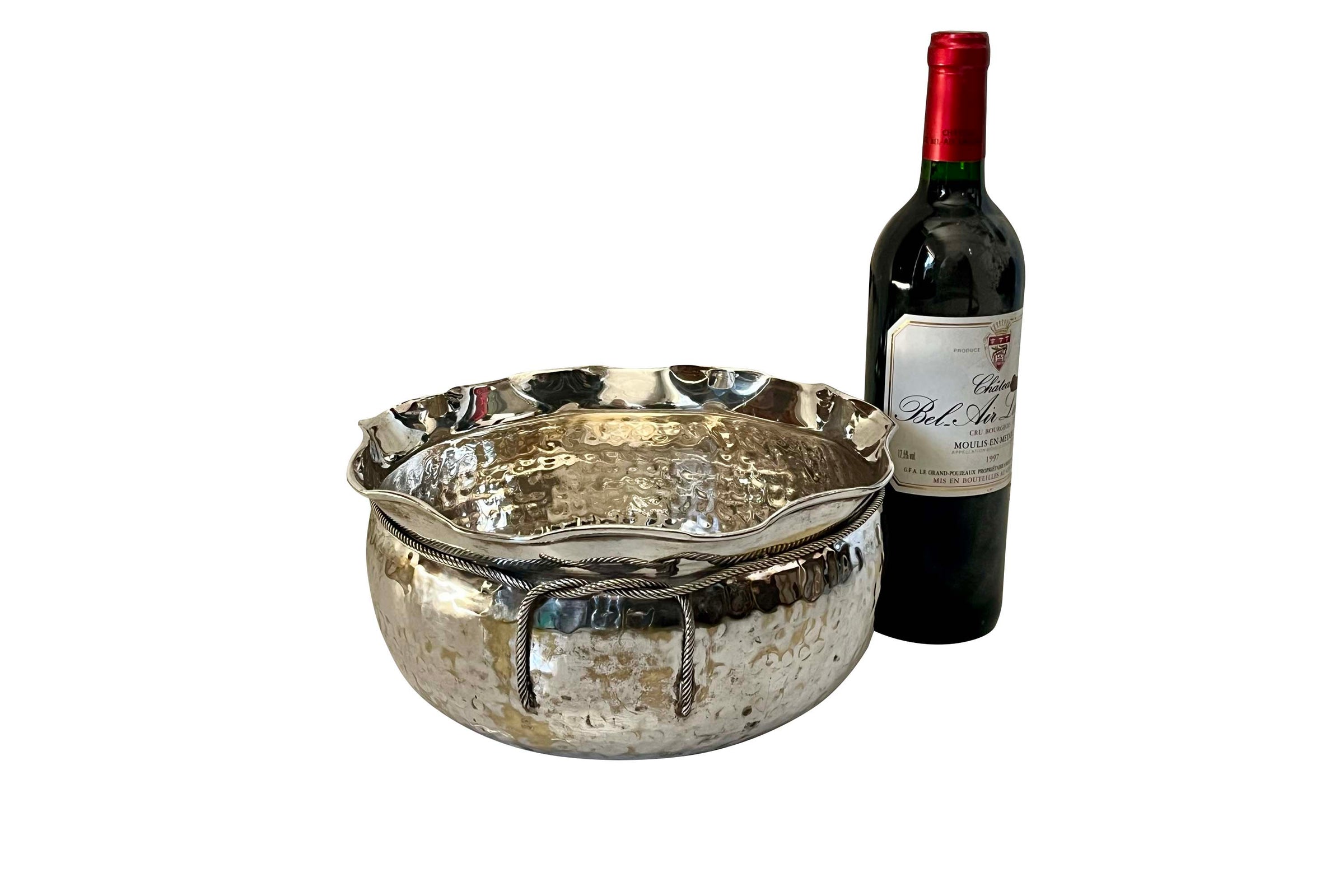 1970s Hammered Silver-Plated Sack Cache Pot