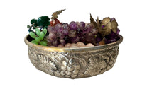 Mid-Century Italian Silver Plate Bowl with Stone Grapes