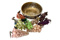 Mid-Century Italian Silver Plate Bowl with Stone Grapes
