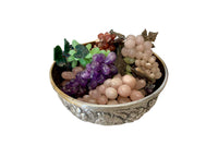 Mid-Century Italian Silver Plate Bowl with Stone Grapes