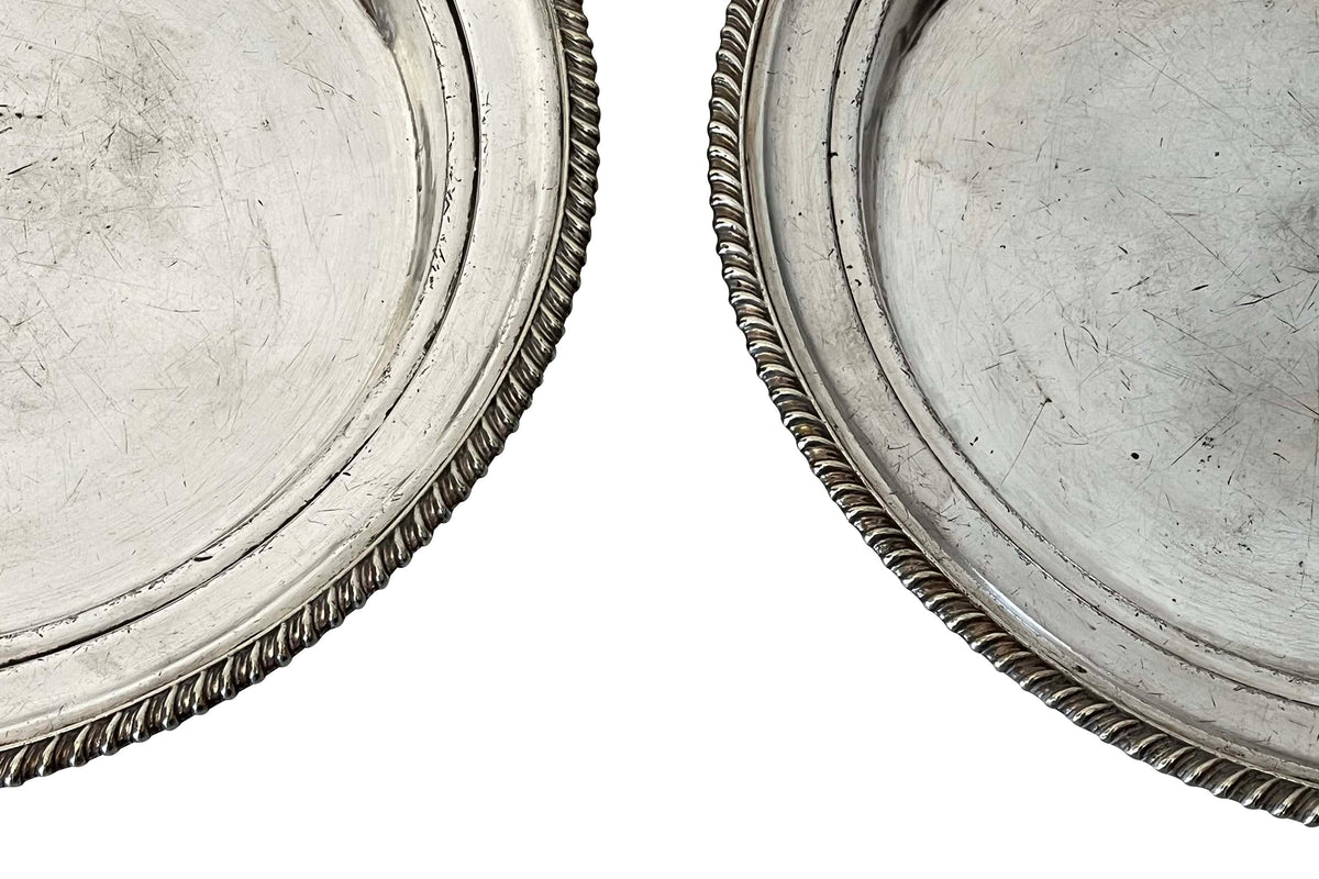 Pair of Late 19th Century Belle Époque Silver-Plated Hotel Serving Platters from the Hotel Bristol, Beaulieu-sur-Mer