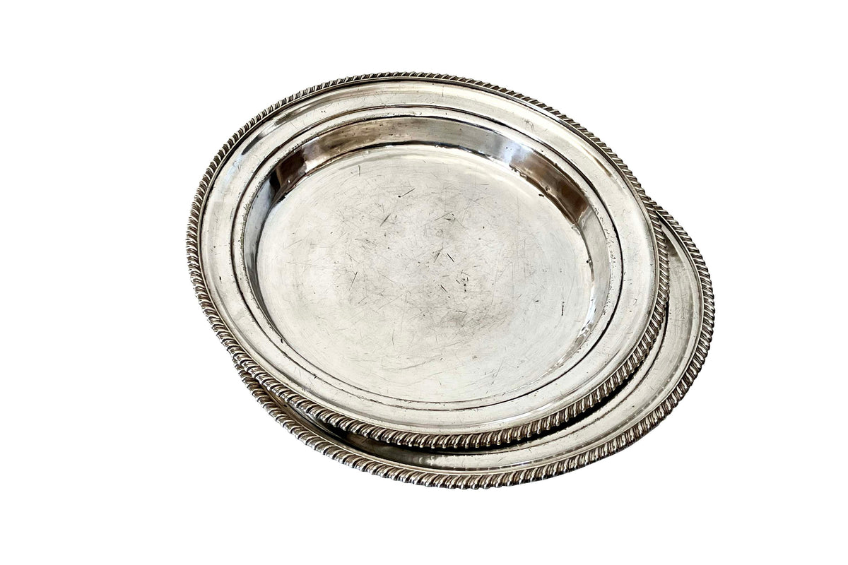 Pair of Late 19th Century Belle Époque Silver-Plated Hotel Serving Platters from the Hotel Bristol, Beaulieu-sur-Mer