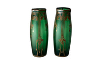 Pair of Early 20th Century Austrian Secessionist Satin Glass Vases