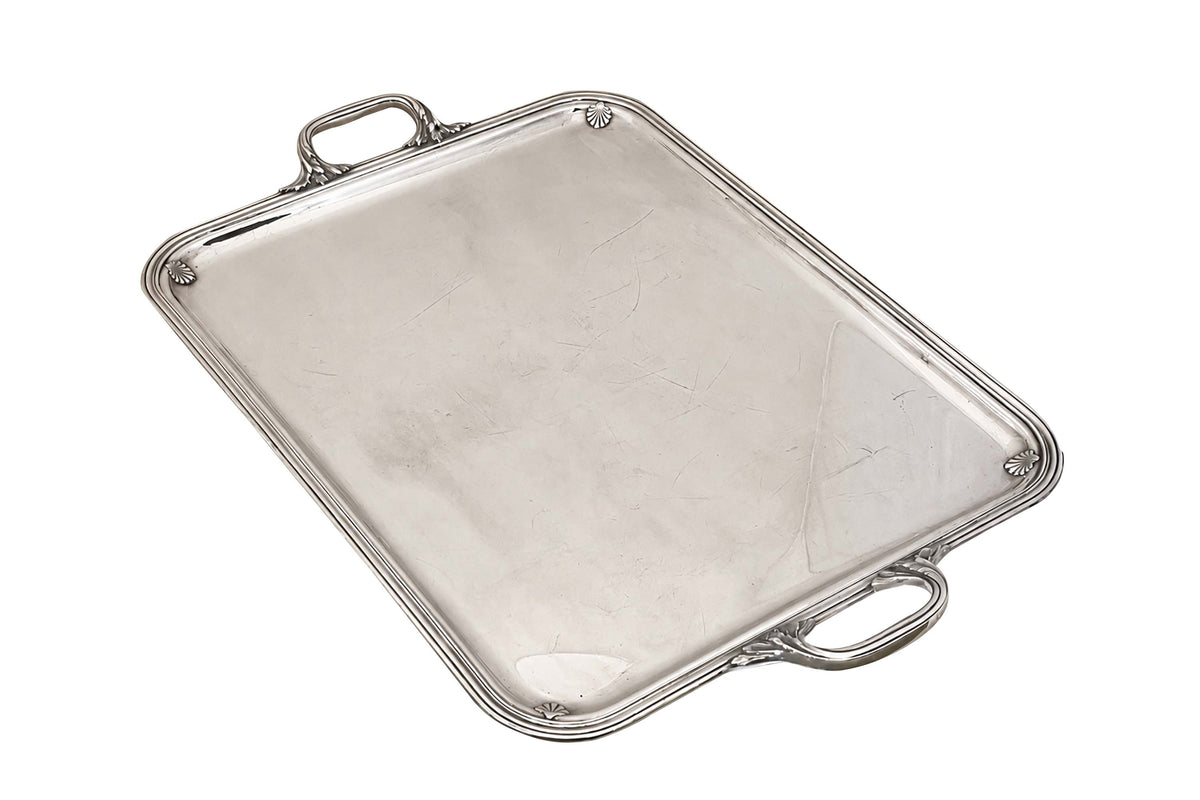 Mid Century French Silver-Plated Serving Tray by Plasait Orfèvre