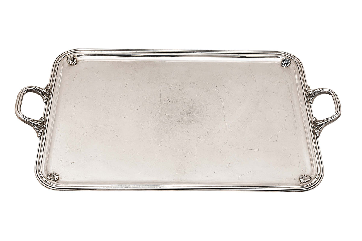 Mid Century French Silver-Plated Serving Tray by Plasait Orfèvre 