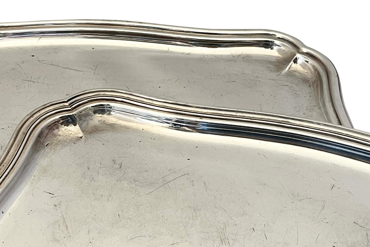 Near Pair of Mid-Century French Silver Plate Cocktail Trays