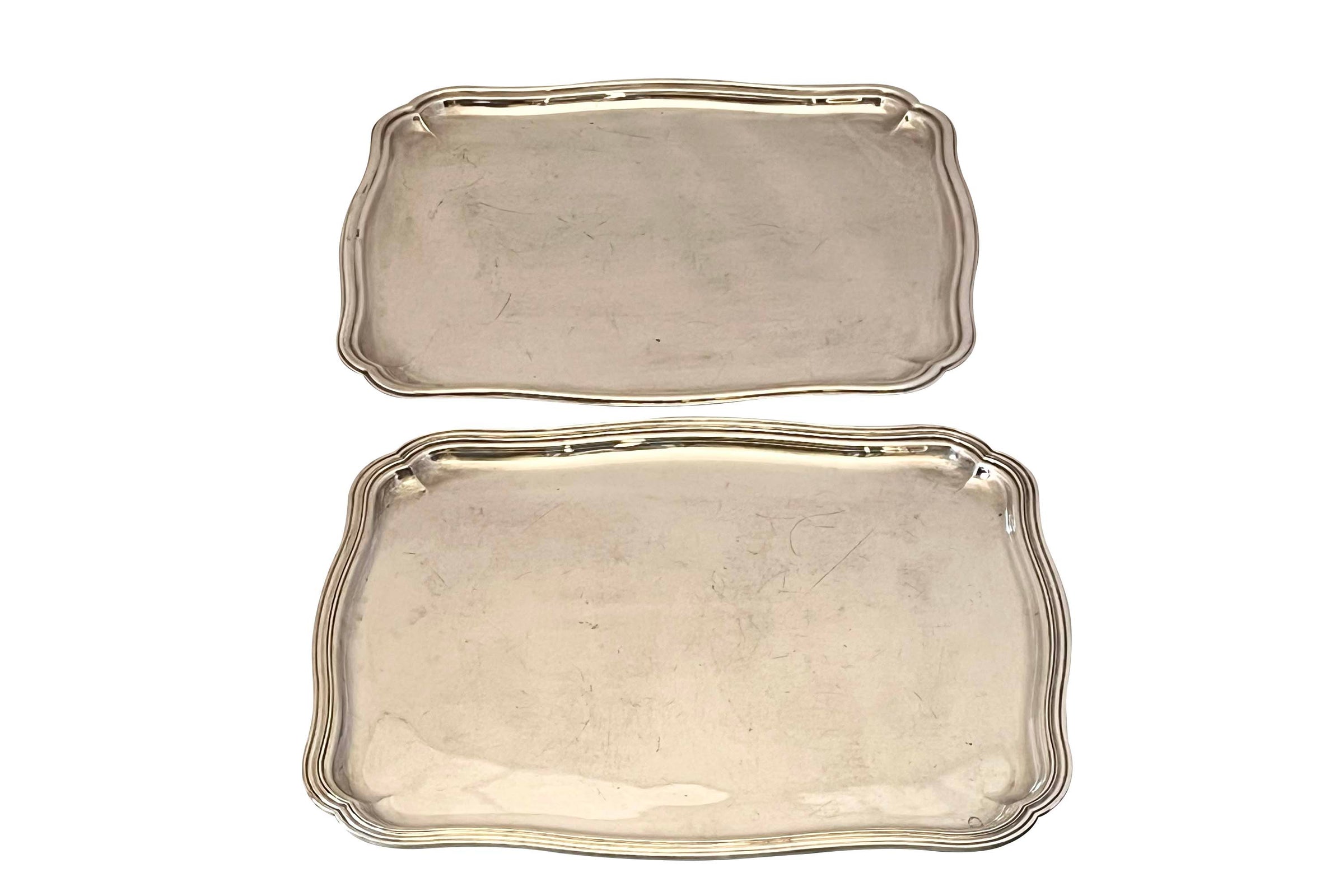 Near Pair of Mid-Century French Silver Plate Cocktail Trays