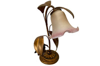 Mid-Century Italian Gilt Tole Floral Table Lamp