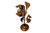 Mid-Century Italian Gilt Tole Floral Table Lamp