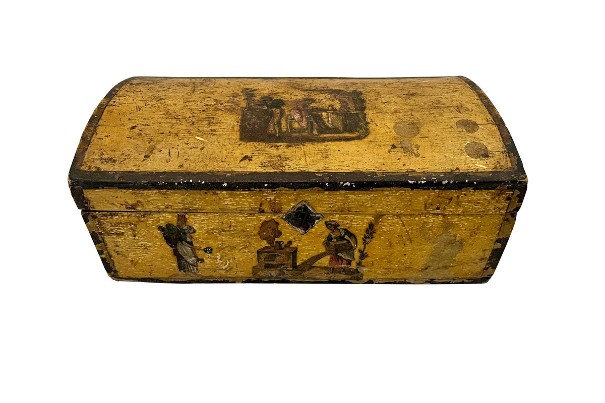 early 19th Century Scandinavian Folk Art dome-top box.