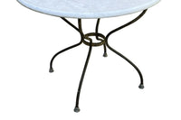 Large late 19th  Century French wrought round iron guéridon table with marble top.