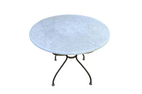 Large late 19th  Century French wrought round iron guéridon table with marble top.