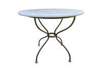 Large late 19th  Century French wrought round iron guéridon table with marble top.