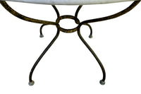 Large late 19th  Century French wrought round iron guéridon table with marble top.