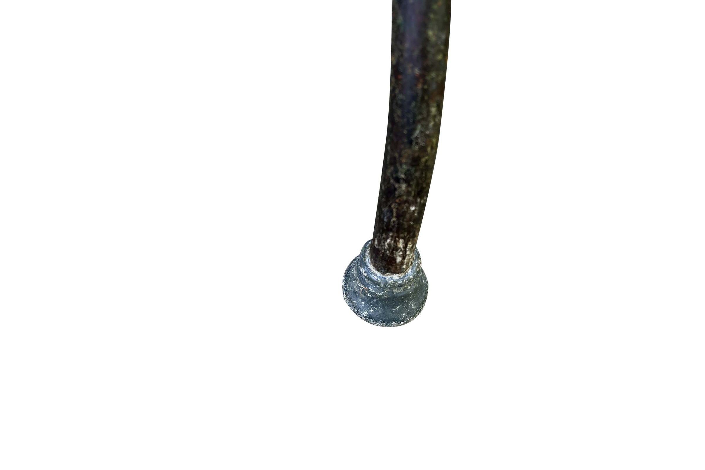 Large late 19th  Century French wrought round iron guéridon table with marble top.