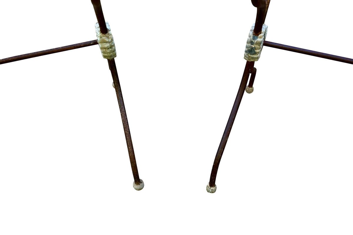 Pair of 19th Century French Wrought Iron and Marble Presentation Tables