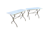 Pair of 19th Century French Wrought Iron and Marble Presentation Tables