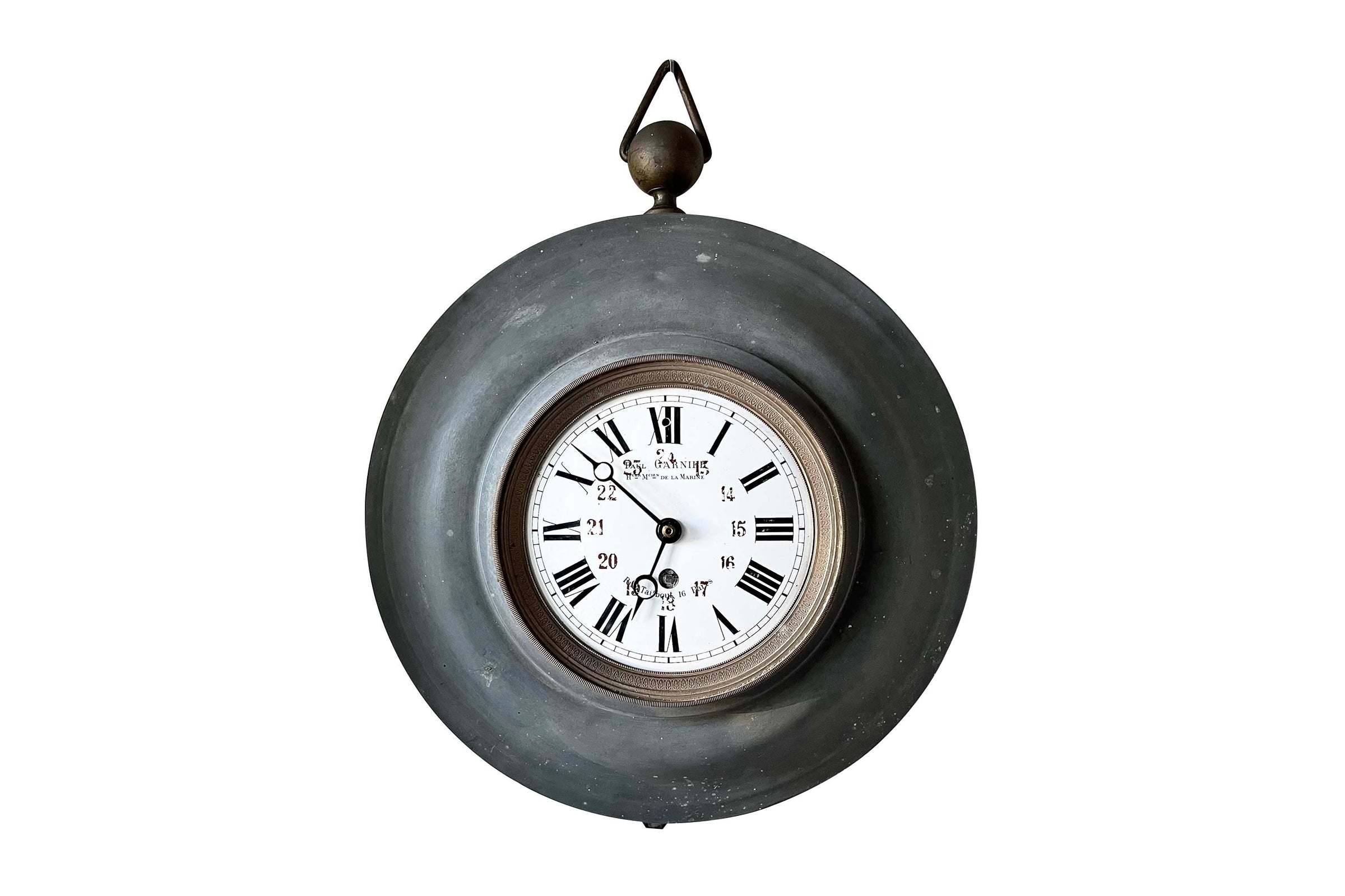Mid 19th Century French Tôle and Brass Railway Clock by Paul Garnier
