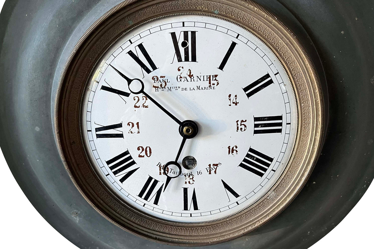 Mid 19th Century French Tôle and Brass Railway Clock by Paul Garnier