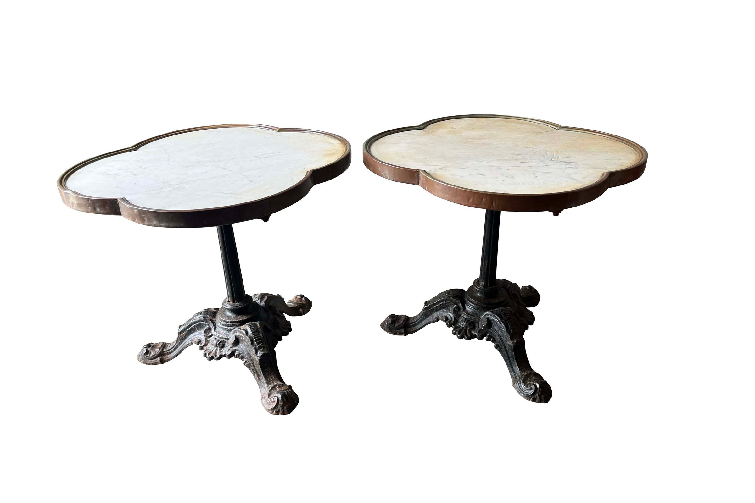Pair of 19th Century French Pourailly & Charlionnais Quatrefoil Low Guéridon Tables