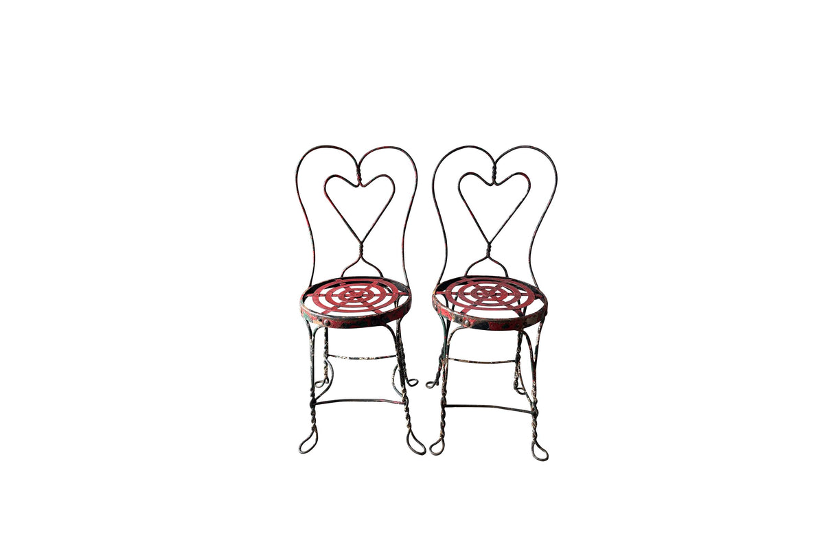 Pair of Mid-Century French ‘Bouchon de Champagne’ Wrought-Iron Garden Chairs