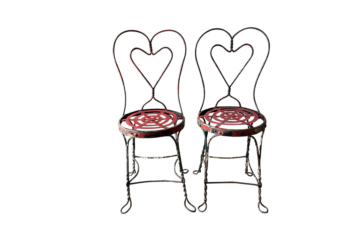 Pair of Mid-Century French ‘Bouchon de Champagne’ Wrought-Iron Garden Chairs