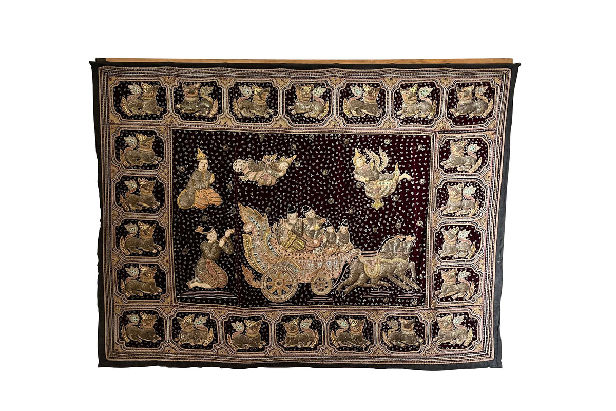 Early 20th Century Antique Burmese Kalaga Wall Hanging