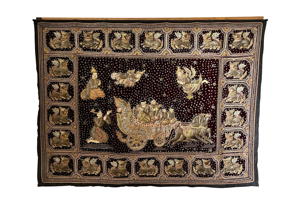 Early 20th Century Antique Burmese Kalaga Wall Hanging