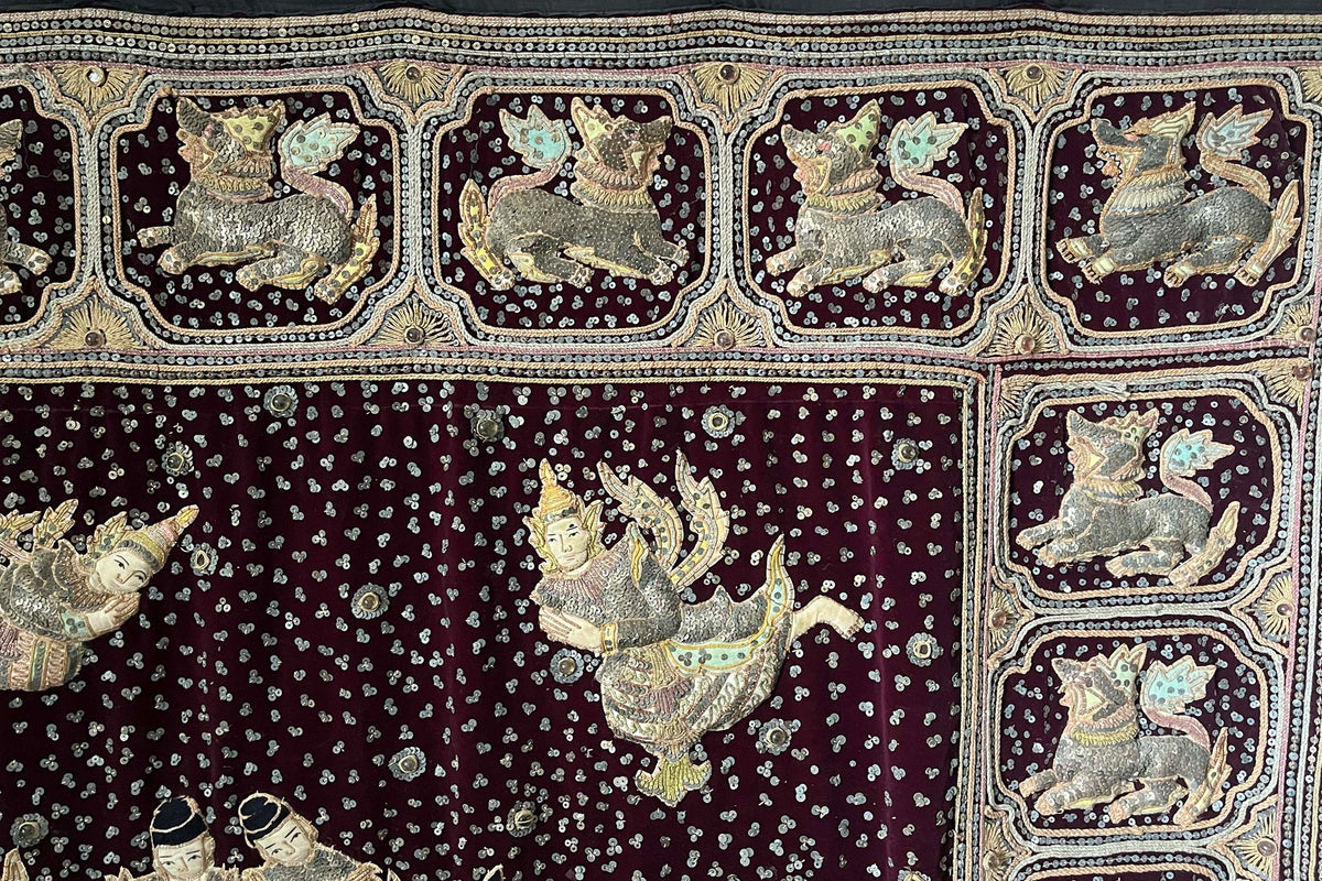Early 20th Century Antique Burmese Kalaga Wall Hanging