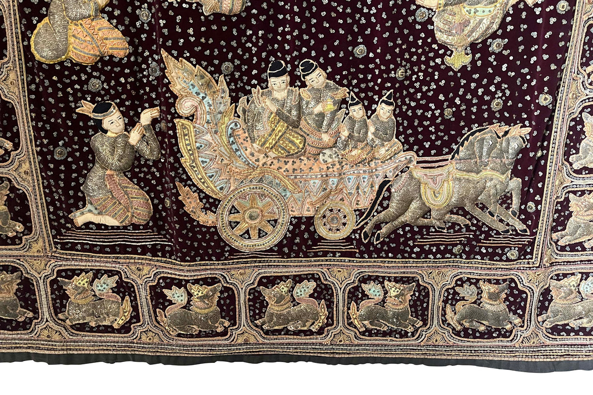 Early 20th Century Antique Burmese Kalaga Wall Hanging