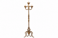 MID-CENTURY SPANISH GILT IRON FOUR-LIGHT FLOOR LAMP