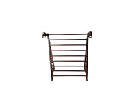 Late 19th Century French wrought iron fire front hearth boot and shoe drying rack with dog motifs