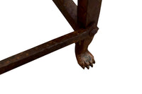 Late 19th Century French wrought iron fire front hearth boot and shoe drying rack with dog motifs