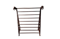 Late 19th Century French wrought iron fire front hearth boot and shoe drying rack with dog motifs