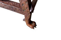 Late 19th Century French wrought iron fire front hearth boot and shoe drying rack with dog motifs