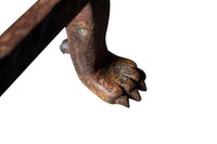 Late 19th Century French wrought iron fire front hearth boot and shoe drying rack with dog motifs