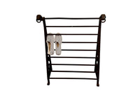 Late 19th Century French wrought iron fire front hearth boot and shoe drying rack with dog motifs