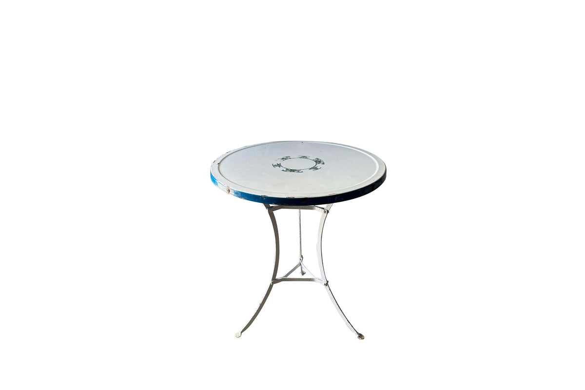 Early 20th Century French Enamelled Café Table with Secessionist Decoration