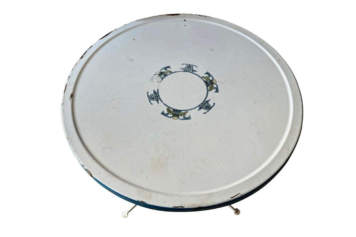 Early 20th Century French Enamelled Café Table with Secessionist Decoration