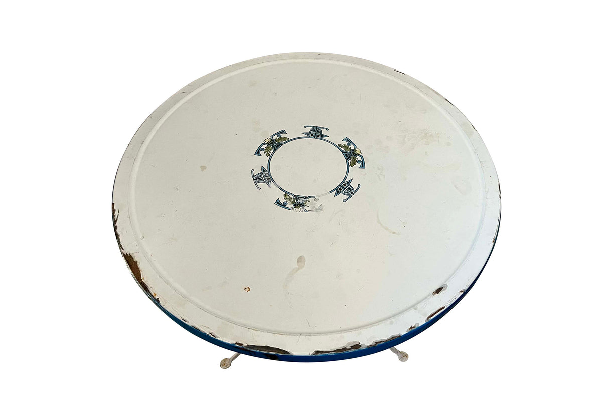 Early 20th Century French Enamelled Café Table with Secessionist Decoration