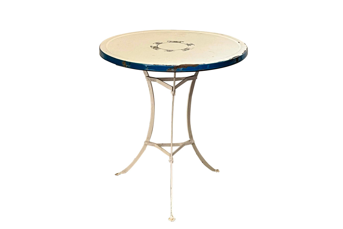 Early 20th Century French Enamelled Café Table with Secessionist Decoration