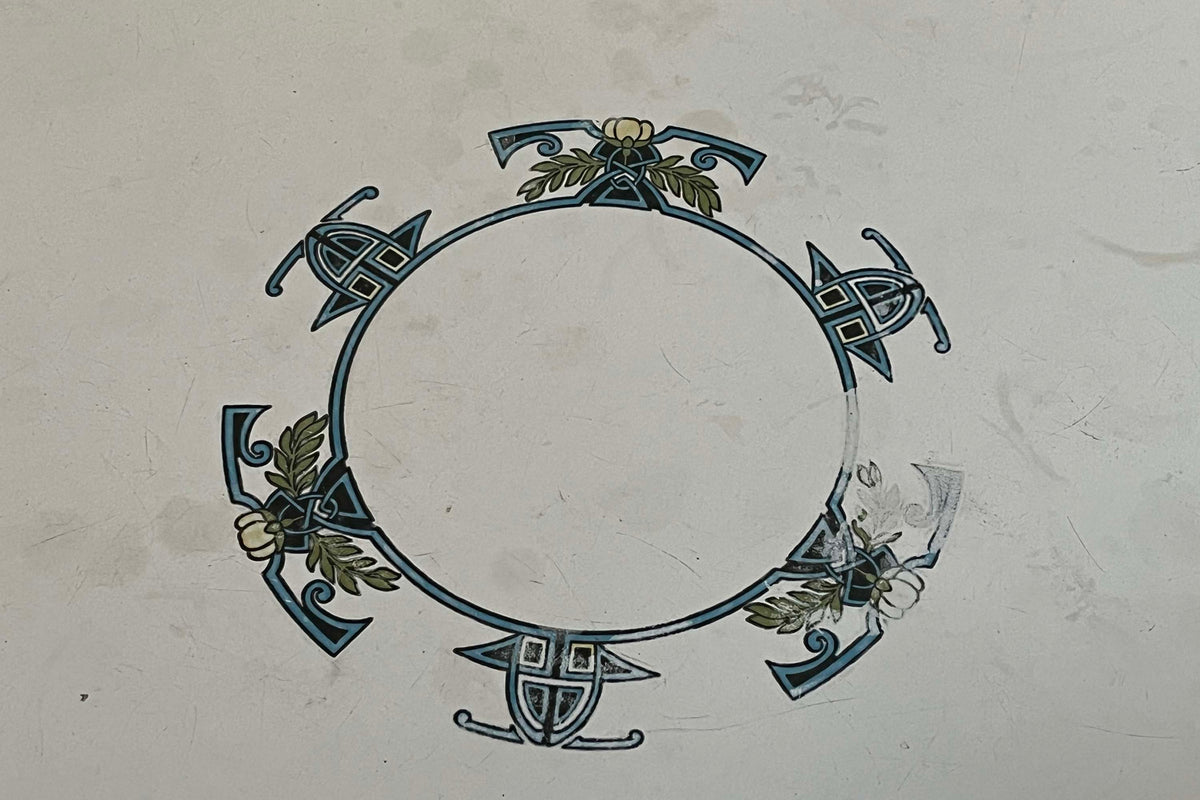 Early 20th Century French Enamelled Café Table with Secessionist Decoration