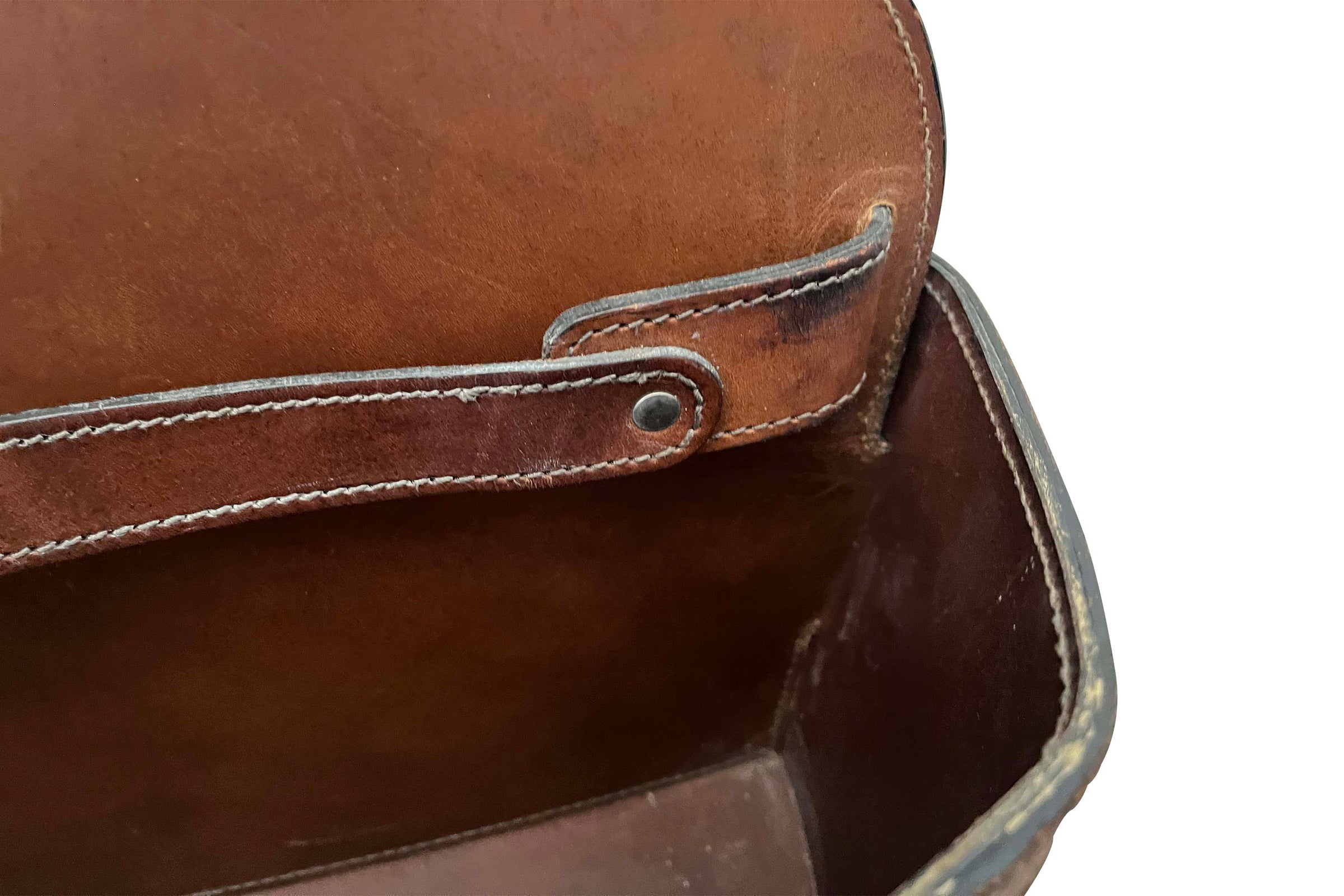Mid-Century Italian Saddle Leather Magazine Holder