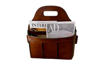 Mid-Century Italian Saddle Leather Magazine Holder