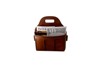 Mid-Century Italian Saddle Leather Magazine Holder